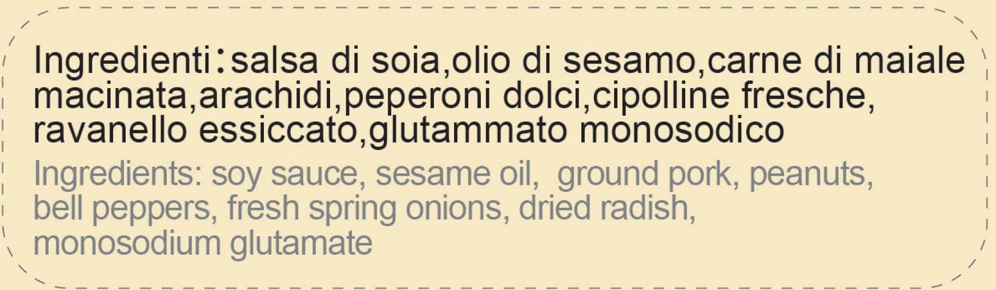 Ingredienti dei noodles, in italiano e in inglese